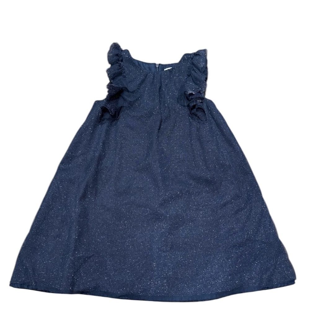 Tahari Girl's Dressy Holiday Glitter Dress Size 6 Midnight Blue Sparkle